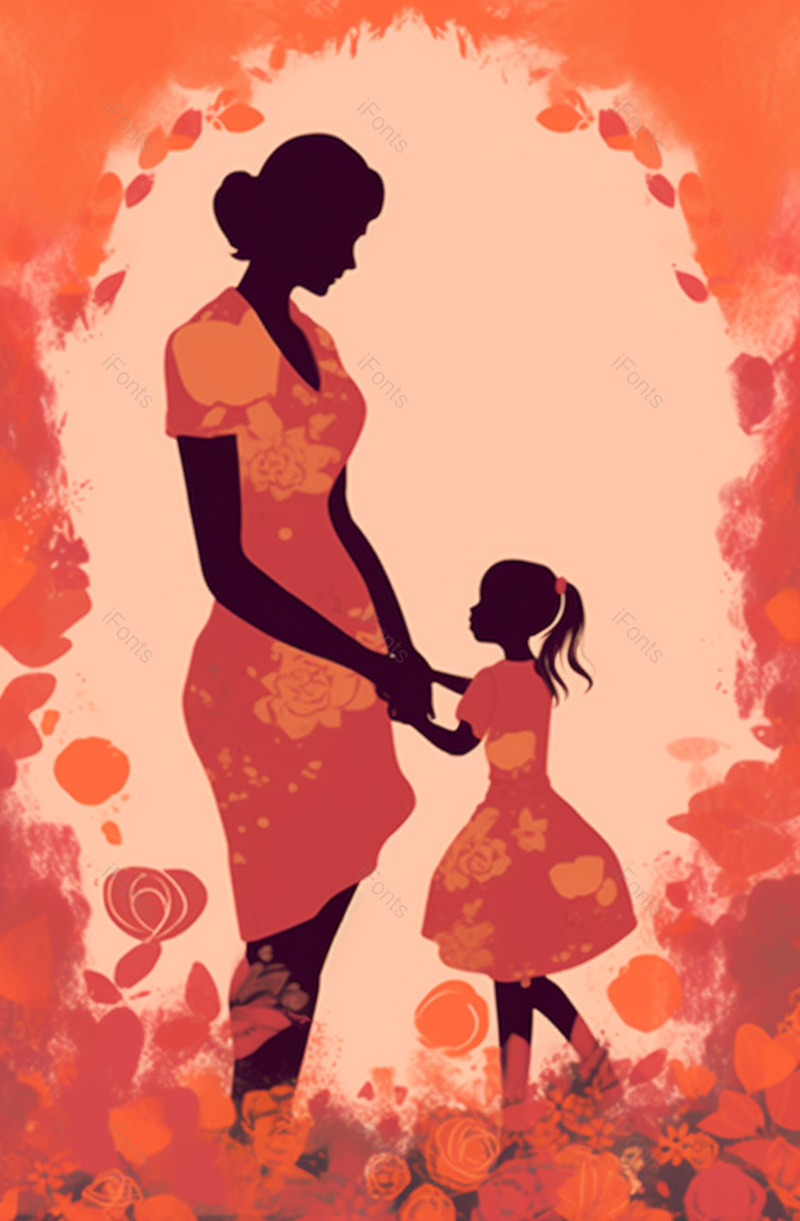 温馨母亲节亲子手绘海报背景,插画/手绘图,插画/手绘图库,插画/手绘图下载,插画/手绘